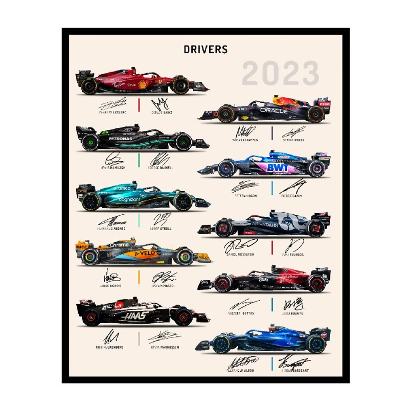 پوستر مدل رانندگان مسابقه اتومبیل‌رانی