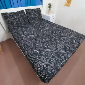 سرویس ملحفه مدل کشدوز niki05.25 طرح مارپیچ کد 160  دو نفره سه تکه