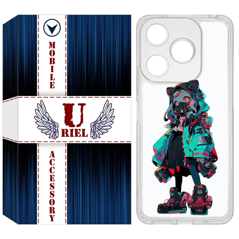 کاور یوریل مدل Clear کد 58 طرح دختر گربه ای مناسب برای گوشی موبایل شیائومی Redmi 13X / 13 / Poco M6 4G