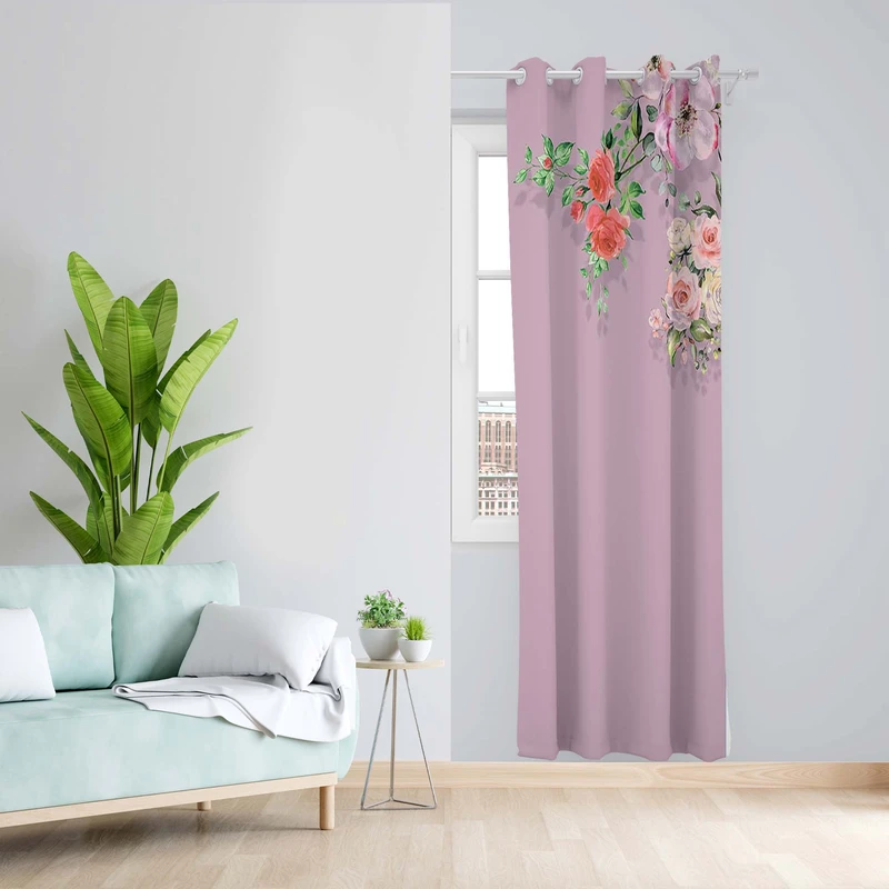 پرده طرح گل مدل مخمل پانچی کد 1565 z سایز 140x200 سانتی متر