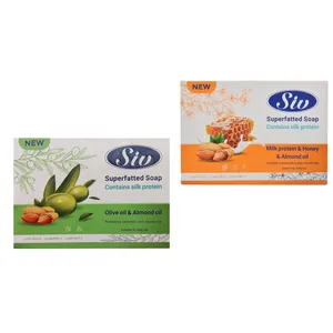 صابون شستشو صورت و بدن سیو مدل روغن زیتون و عسل و بادام مناسب برای انواع پوست وزن 125 گرم بسته 2 عددی