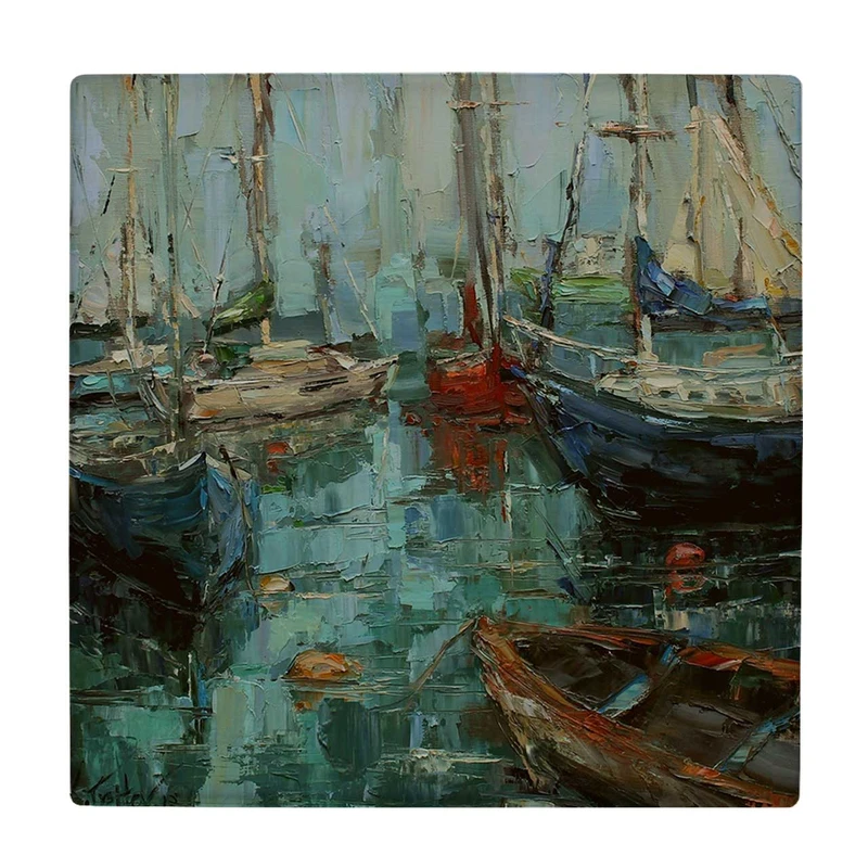   زیر لیوانی  طرح نقاشی آبستره قایق ها کد    6085195_5081