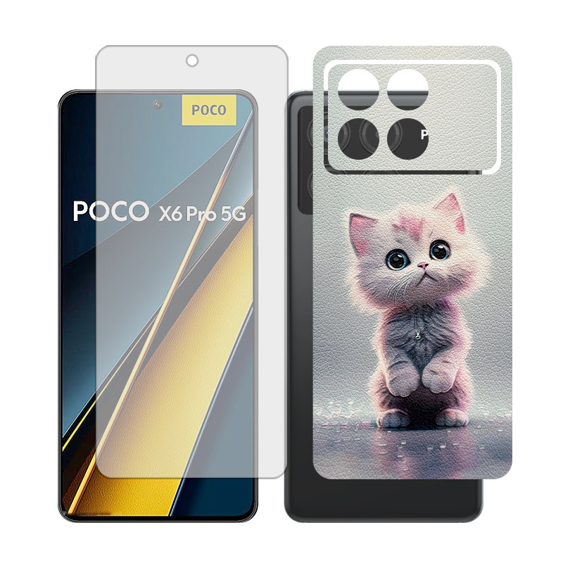 محافظ صفحه نمایش شفاف گلس مدل Together مناسب برای گوشی موبایل شیائومی Poco X6 Pro به همراه برچسب پوششی پشت گوشی 
