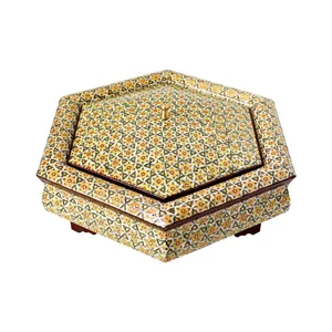 شکلات خوری خاتم کاری مدل 6 ضلعی کد 2410-3f3