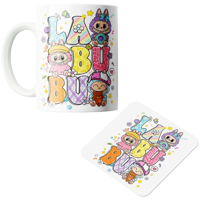 ماگ پاد آفرین مدل لبوبو کد z169 به همراه زیر لیوانی