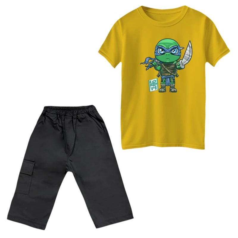 ست تی‌شرت و شلوارک پسرانه مدل لاکپشت های نینجا کد 4