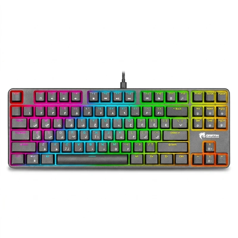 کیبورد گیمینگ گرین مدل GK801-RGB، سوئیچ مکانیکال آبی، Tenkeyless، نورپردازی RGB