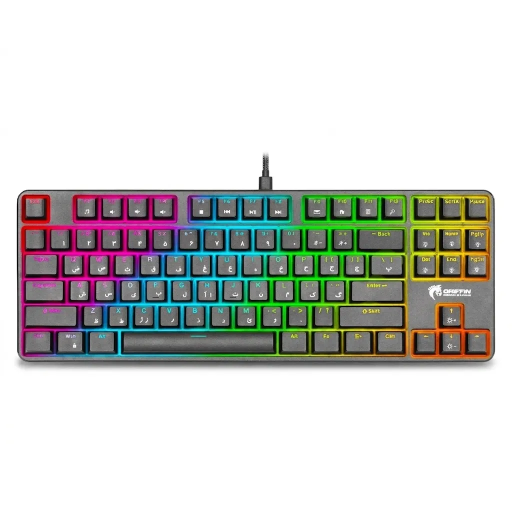 کیبورد گیمینگ گرین مدل GK801-RGB، سوئیچ مکانیکال آبی، Tenkeyless، نورپردازی RGB