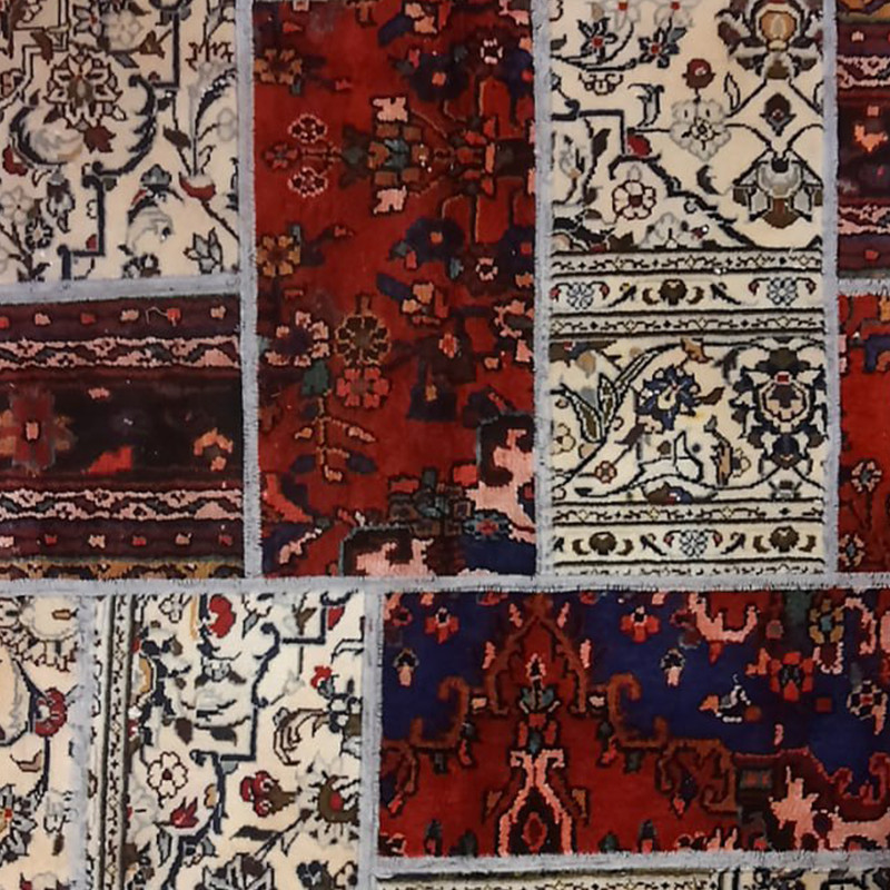 کلاژ فرش دستباف مستطیل یک و نیم متری مدل چهل تکه کد NKP.CO.N1