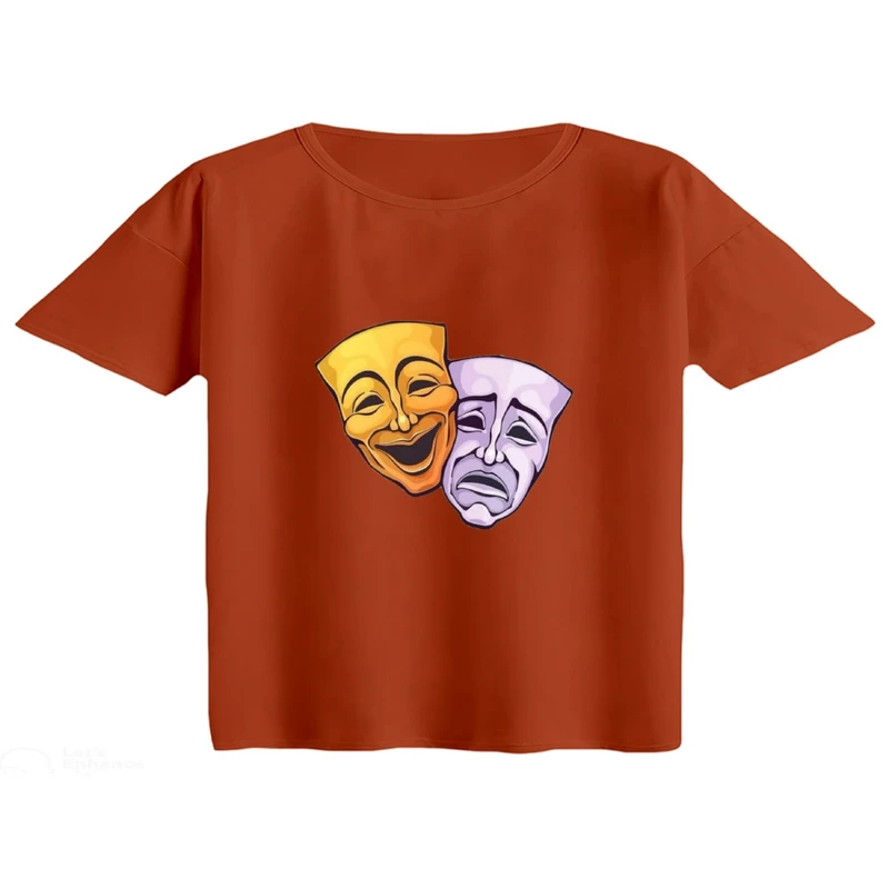 کراپ تی‌شرت آستین کوتاه زنانه مدل تئاتر