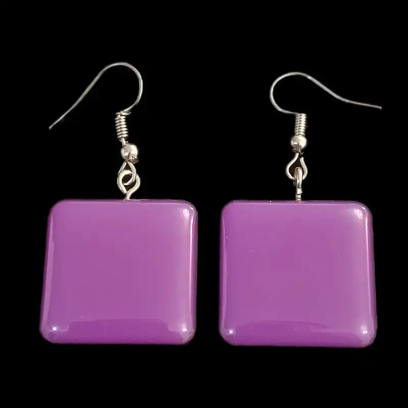 گوشواره زنانه مدل مربع چوبی