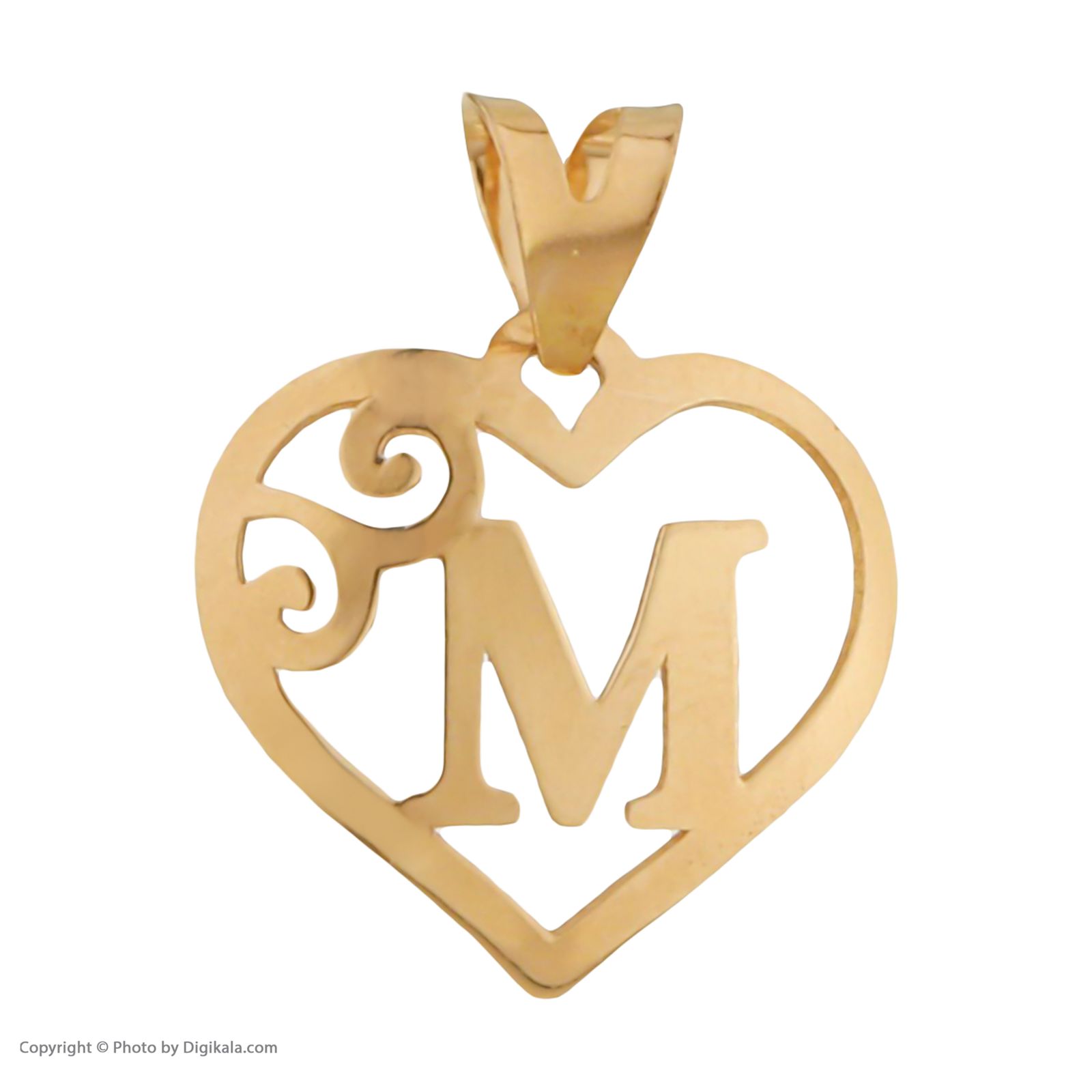 آویز گردنبند طلا 18 عیار زنانه مایا ماهک مدل MM1474 حرف لاتین M و قلب -  - 2