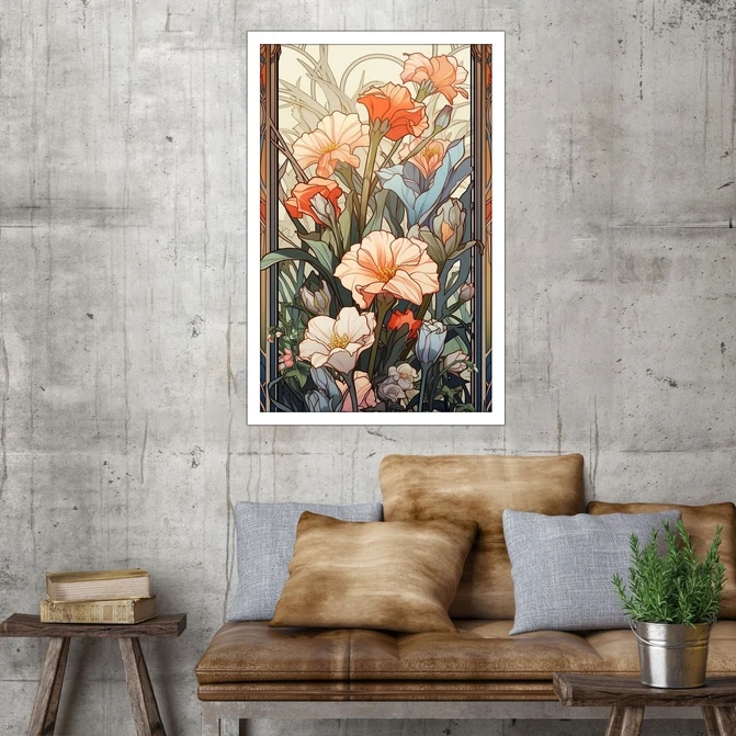 تابلو نوری بکلیت طرح دکوراتیو نقاشی گل رنگی مدل W-MID-17696