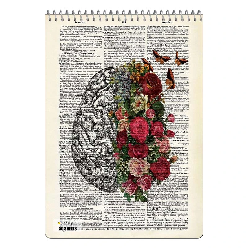 دفتر نقاشی 50 برگ سیمی کارنیکا طرح روزنامه وینتج مغز Vintage Newspaper Brain کد 38027