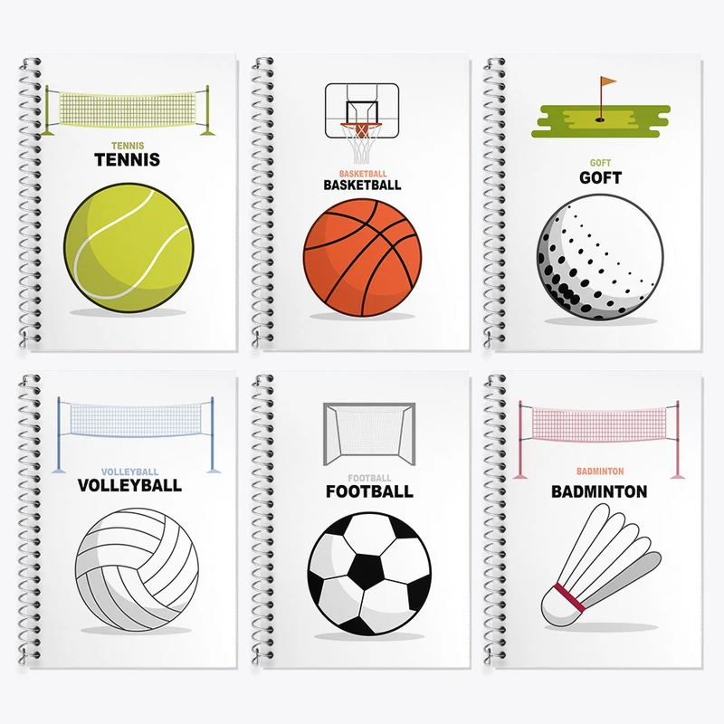 دفتر زبان 50 برگ خندالو مدل دو خط طرح ورزشی کد 37 مجموعه 6 عددی