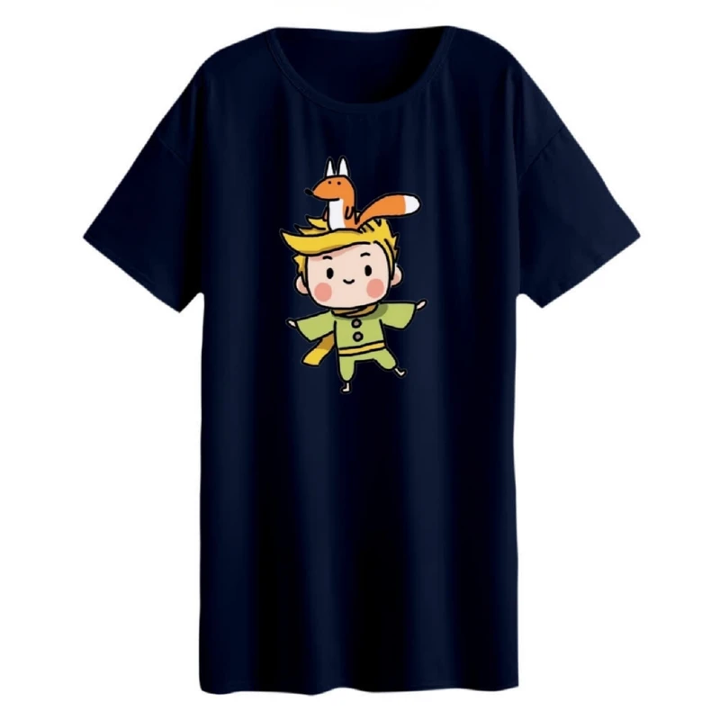 تی شرت لانگ زنانه مدل شازده کوچولو و روباه