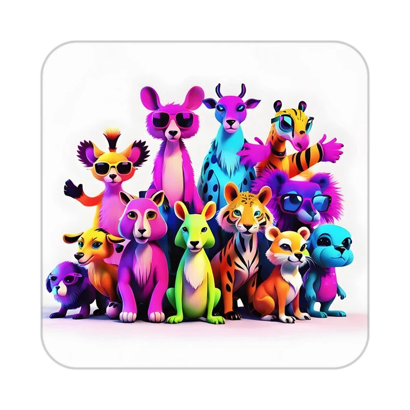 زیر لیوانی کاکتی طرح حیوانات رنگی مدل mp25238