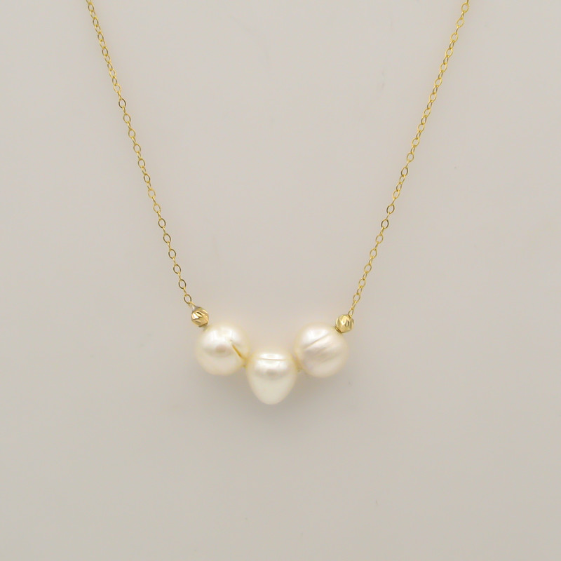 گردنبند طلا 18 عیار زنانه کاپانی مدل مروارید باروک کد KN065