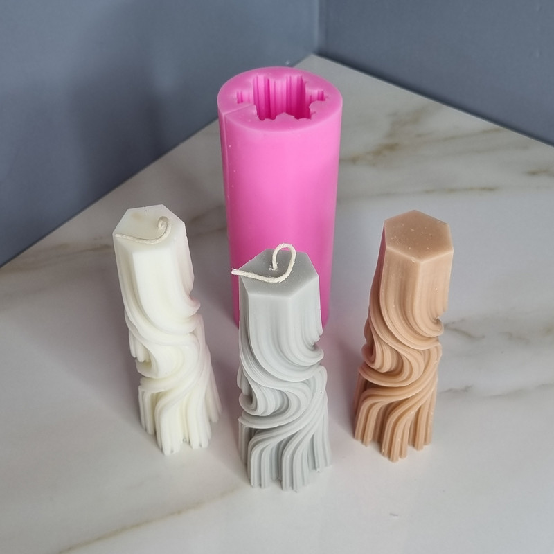 قالب شمع مدل استوانه پیچ طرح موج کد C 15CM