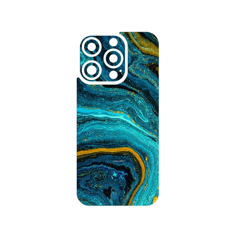 برچسب پوششی ماهوت مدل Turquoise marblewith golden streaks مناسب برای گوشی موبایل اپل iPhone 15 Pro