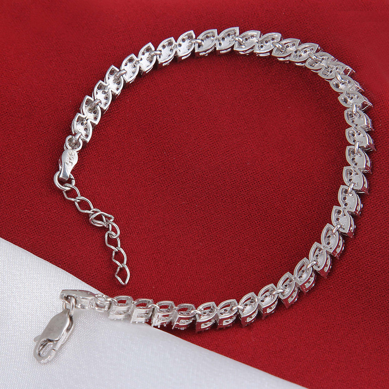 دستبند نقره زنانه مدل آبکاری رادیوم کد DP_595