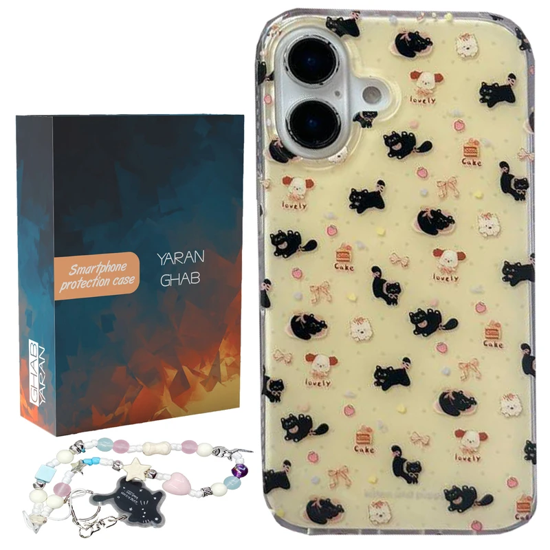 کاور قاب یاران مدل بچه گربه مناسب برای گوشی موبایل اپل iPhone 16 به همراه بنداویز