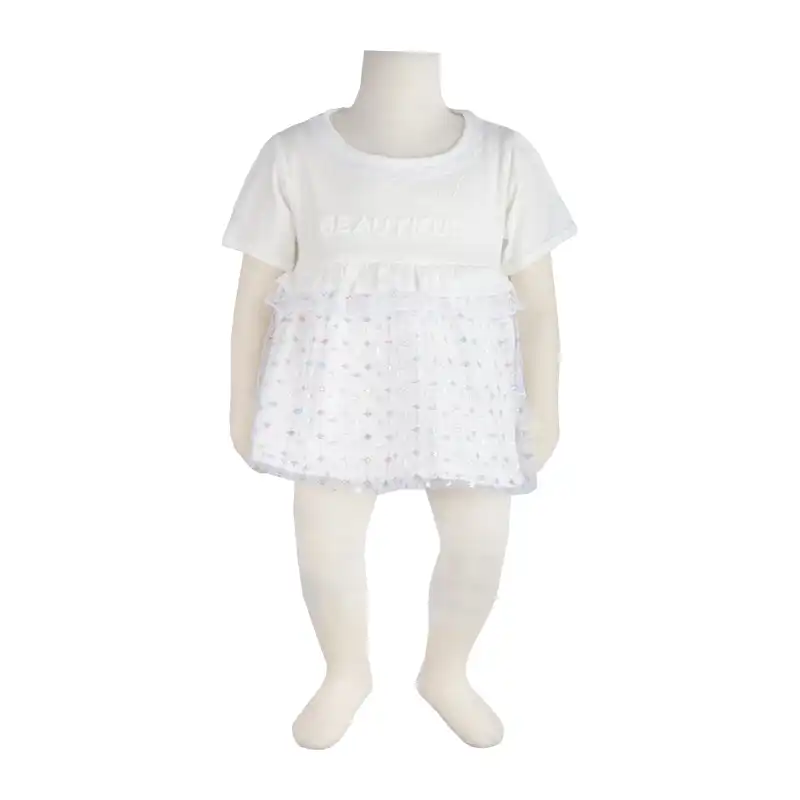 ست پیراهن و شورت نوزادی دخترانه آدمک مدل پروانه کد 127400 رنگ سفید