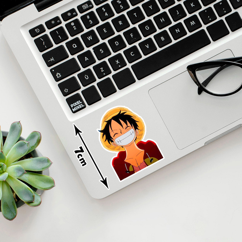 استیکر لپ تاپ پیکسل میکسل مدل انیمه وان پیس لوفی باحال