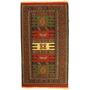  گلیم دستبافت دو متری مدل تمام بافت خراسان کد 410307