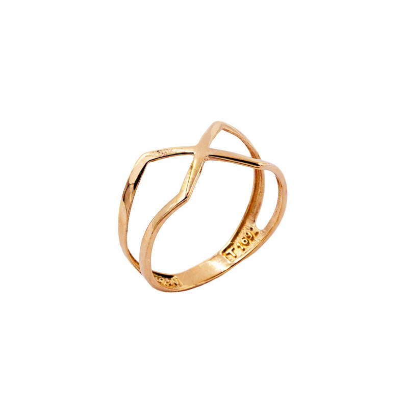 انگشتر طلا 18 عیار زنانه الی گالری مدل رینگ ضربدری سایز 54