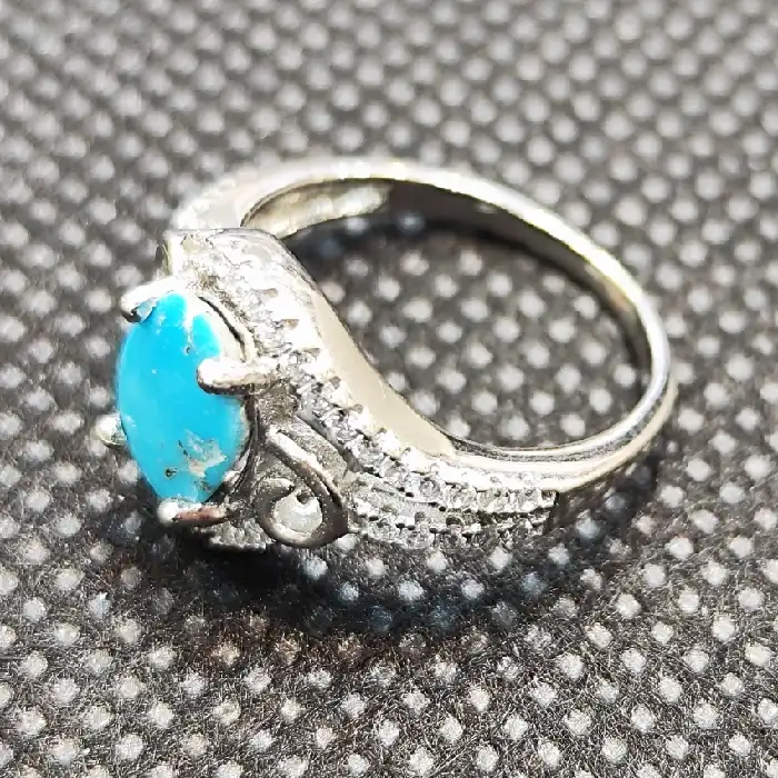 انگشتر نقره زنانه مدل سنگ فیروزه نیشابور کد 6627