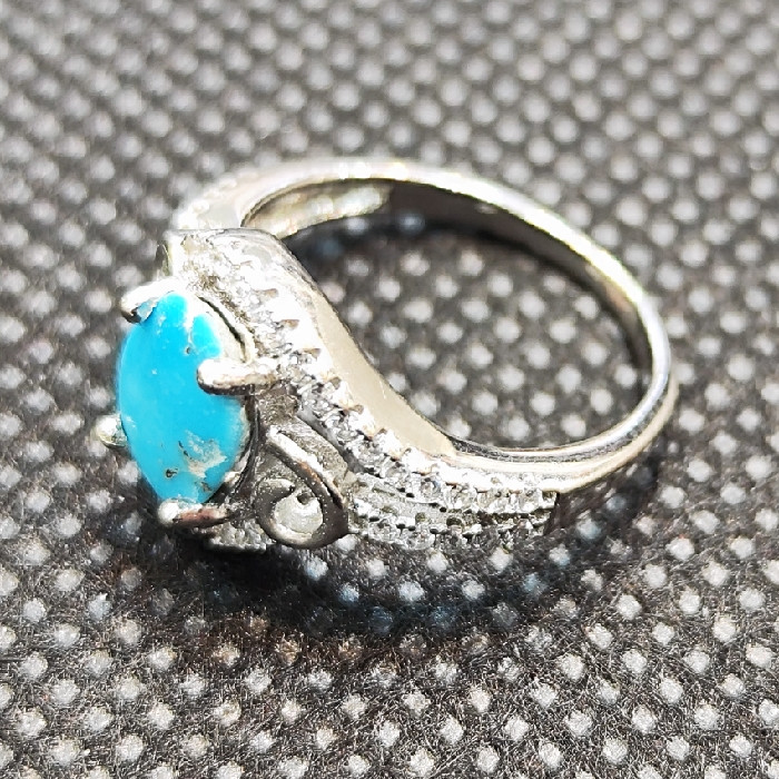 انگشتر نقره زنانه مدل سنگ فیروزه نیشابور کد 6627 انگشتر نقره زنانه مدل سنگ فیروزه نیشابور کد 6627