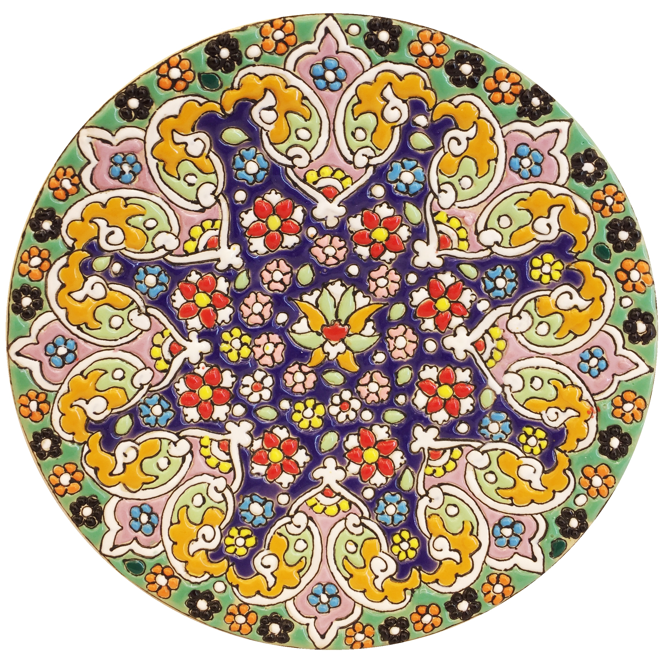 بشقاب میناکاری سفالی زمانیان کد ZMN15025