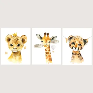  پوستر الفاپ مدل تابلو کودک طرح Water color Animals کد 111_03 بسته 3 عددی