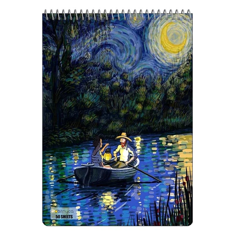 دفتر نقاشی 50 برگ سیمی کارنیکا طرح فانتزی ون گوگ Van Gogh Fantasy کد 14968
