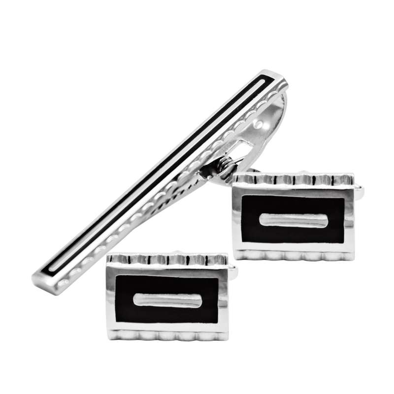 ست دکمه سردست و گیره کراوات مردانه کد 04-7