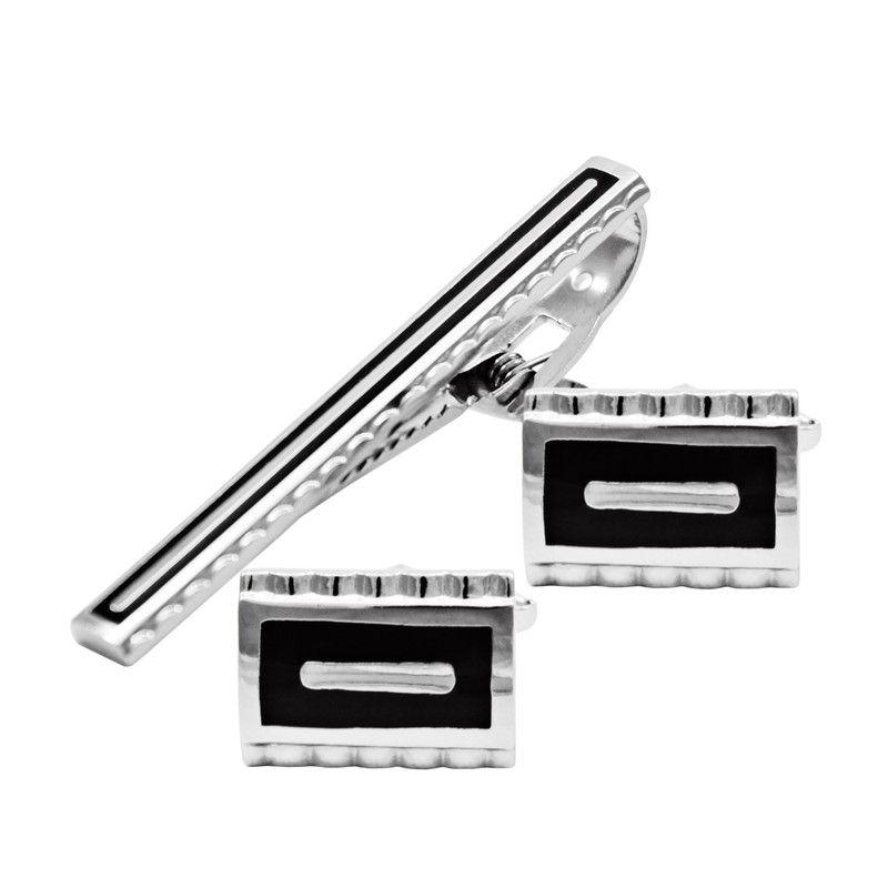 ست دکمه سردست و گیره کراوات مردانه کد 04-7