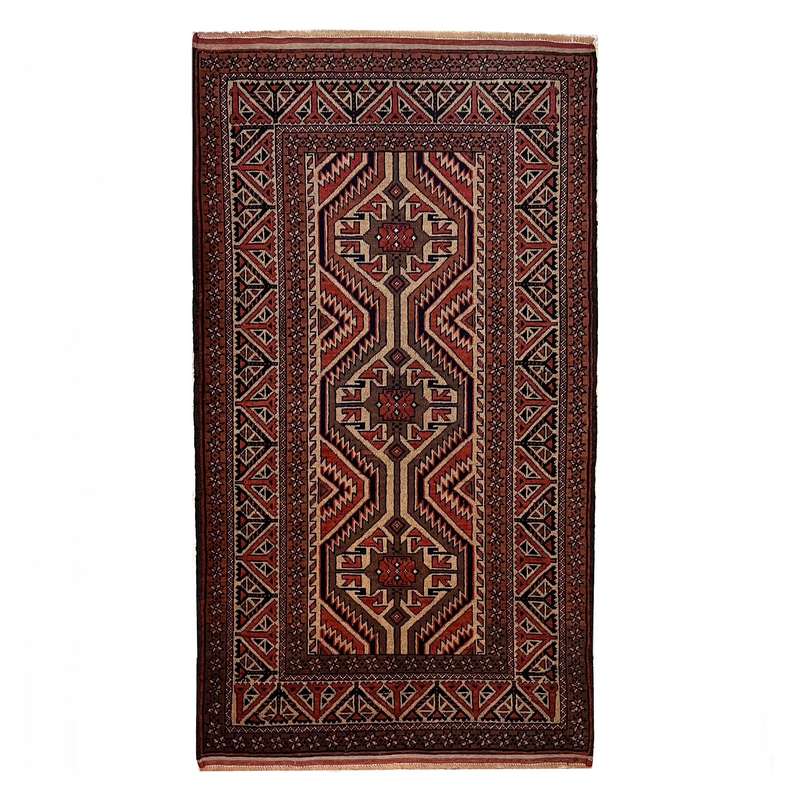 فرش دستبافت ۱.۵ متری مدل بلوچ طرح هندسی فرش دستبافت ۱.۵ متری مدل بلوچ طرح هندسی