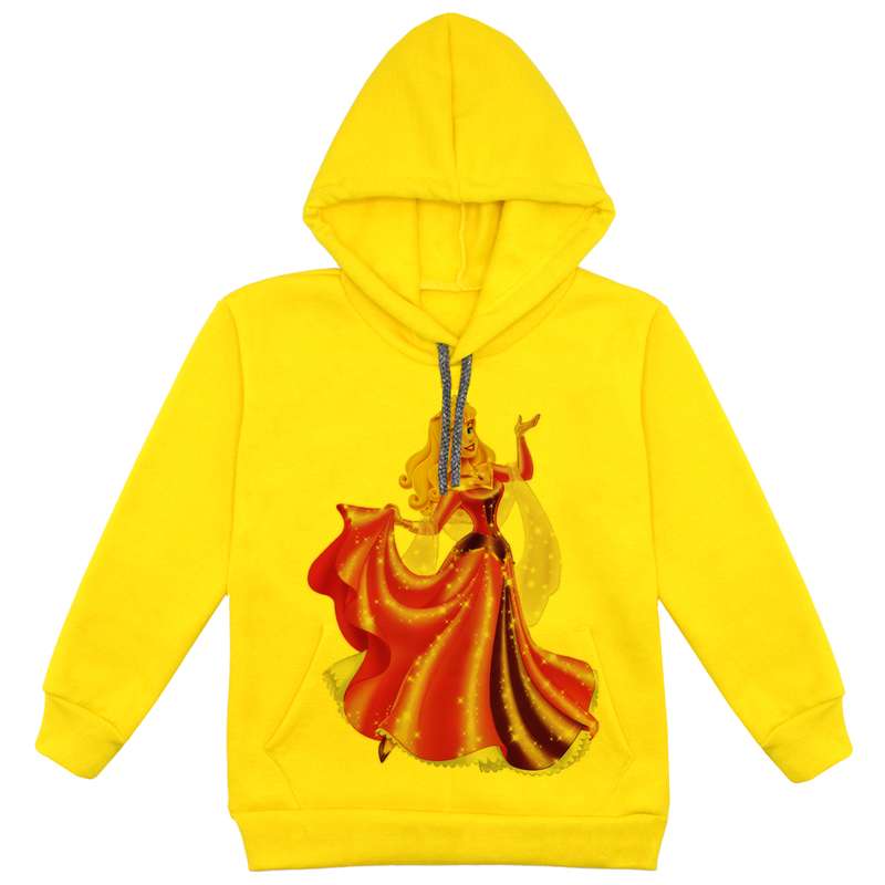 هودی دخترانه مدل سیندرلا F50 رنگ زرد