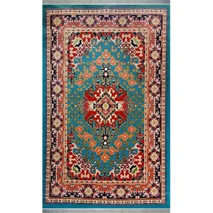 فرش ماشینی فرش ساوین مدل حوض کاشی زمینه آبی