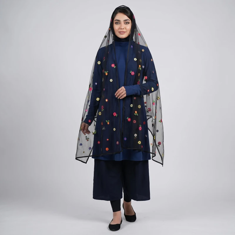 شال زنانه مدل  توری گلدوزی مجلسی