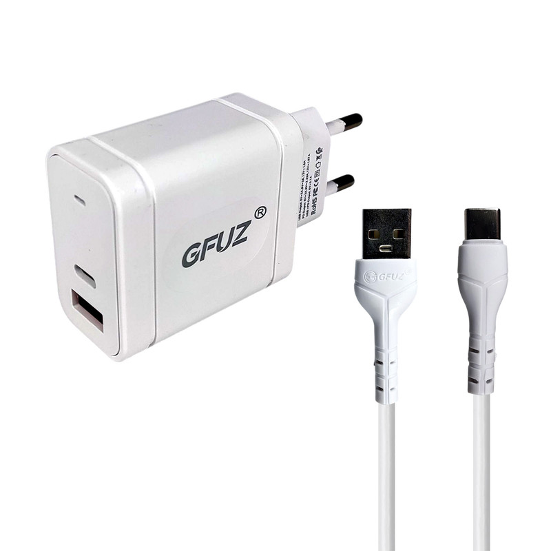 شارژر دیواری 25 وات 2 پورت جی فوز مدل GA-04 به همراه کابل USB-C