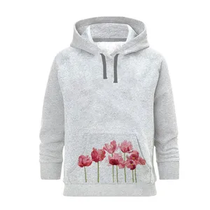 هودی زنانه مدل FLOWER کد J261 رنگ طوسی