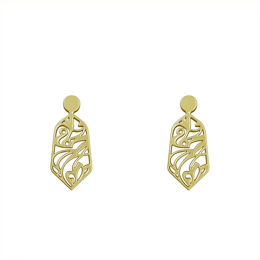 گوشواره طلا 18 عیار زنانه مدوپد مدل هندسی کد GA1-10694