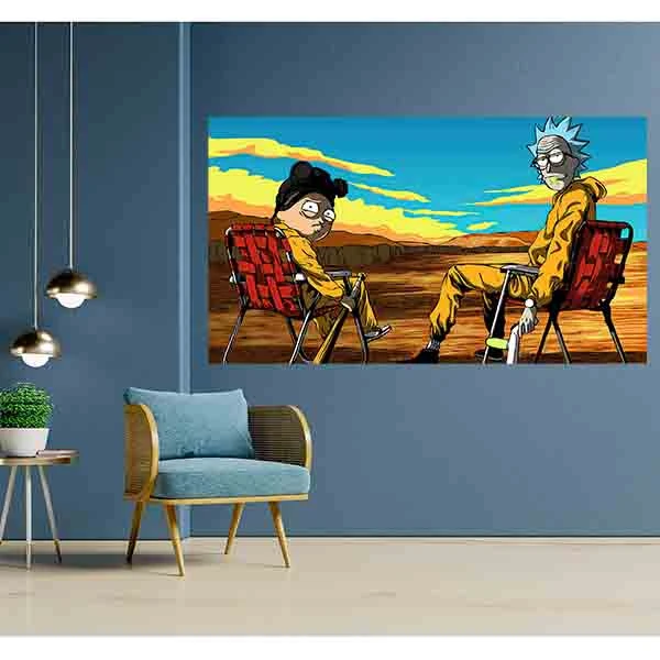 پوستر پارچه ای مدل سریال ریک و مورتی سبک برکینگ بد rick & morty