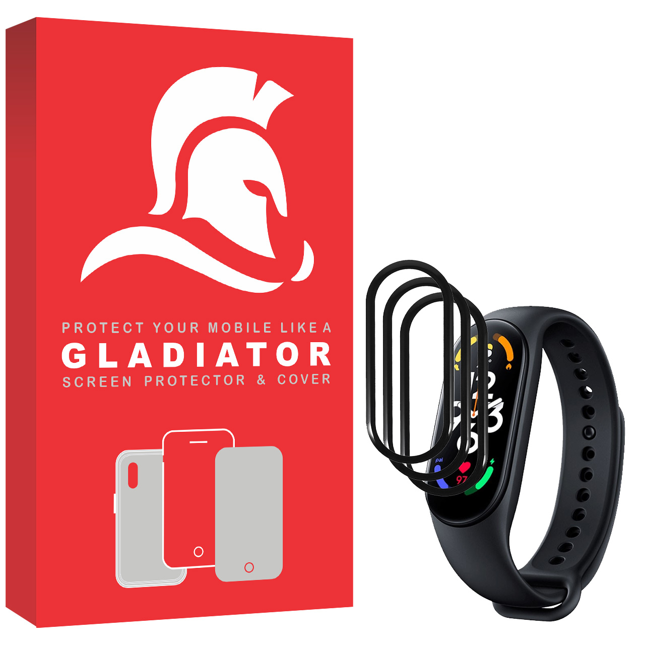 محافظ صفحه نمایش گلادیاتور مدل GWP3000 مناسب برای ساعت هوشمند شیائومی Mi Band 7 بسته سه عددی