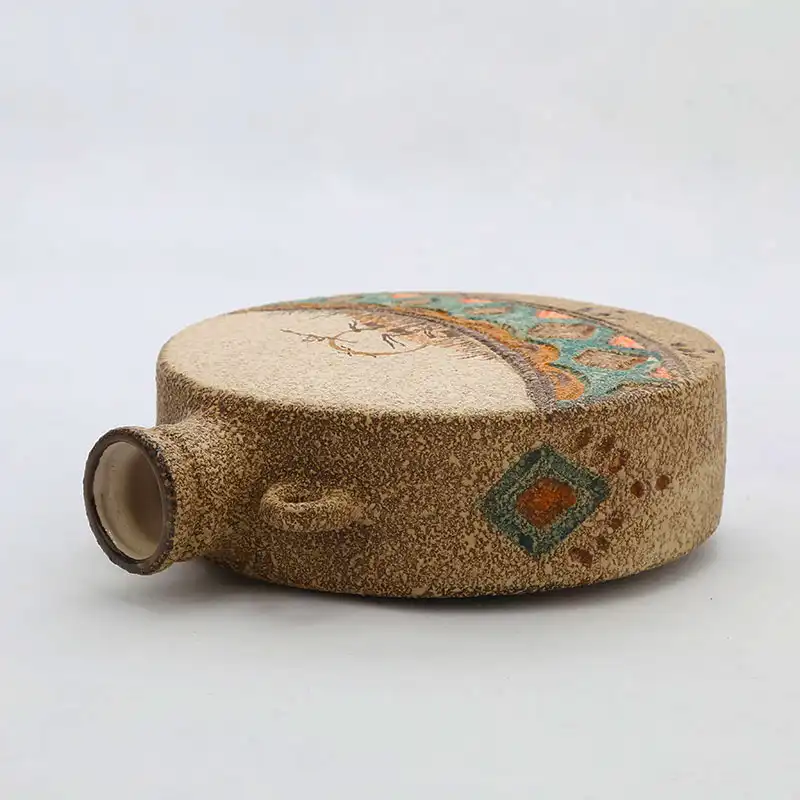 گلدان سفالی مدل قمقمه سلجوقی طرح سیلک کد SI-003