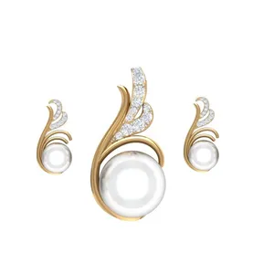 نیم ست طلا 18 عیار زنانه قیراط طرح مروارید کد GH2167