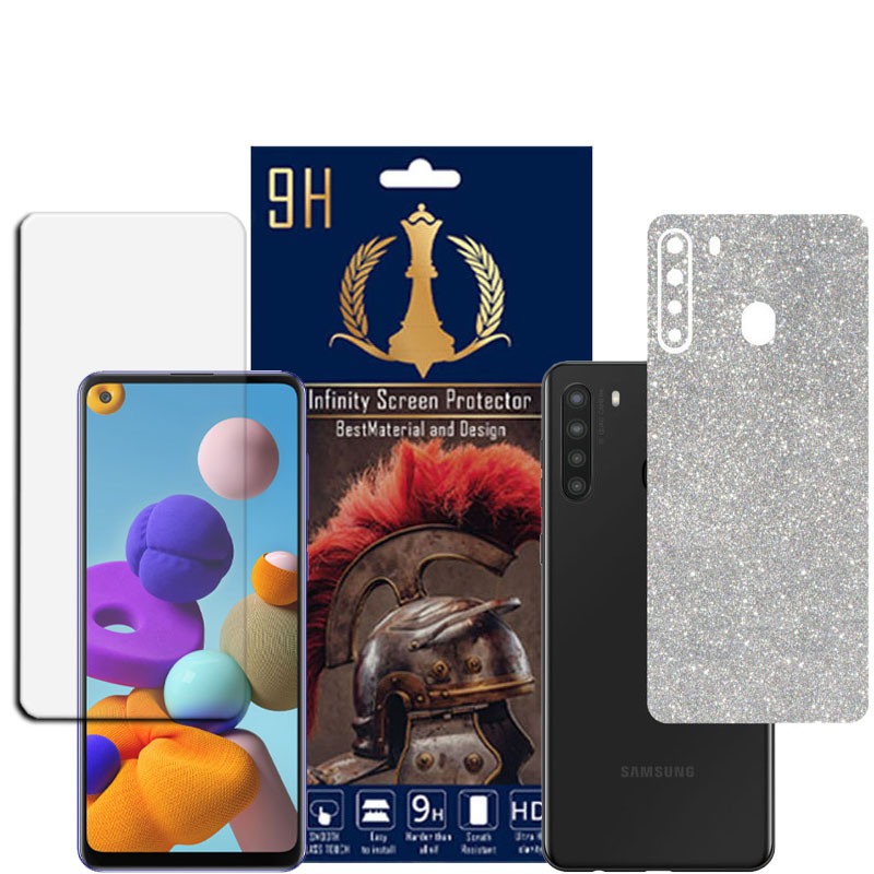 برچسب پوششی اینفینیتی مدل PRO MAX مناسب برای گوشی موبایل سامسونگ GALAXY A21 به همراه محافظ صفحه نمایش