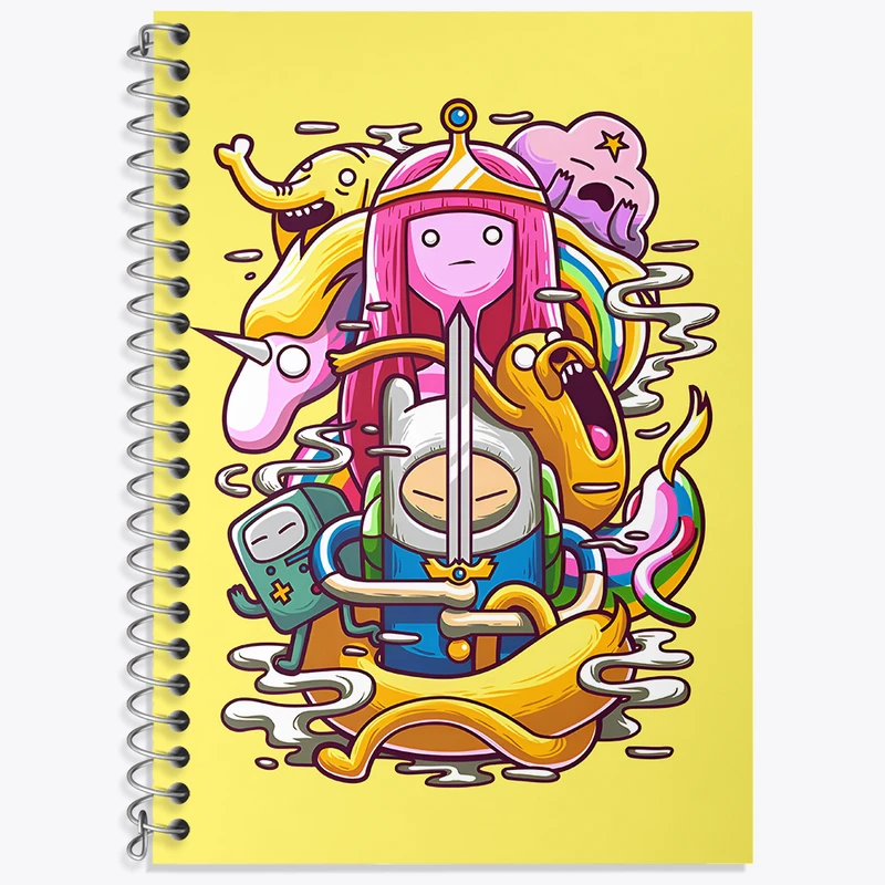 دفتر زبان 50 برگ خندالو مدل دو خط طرح وقت ماجراجویی (Adventure Time) کد N4464